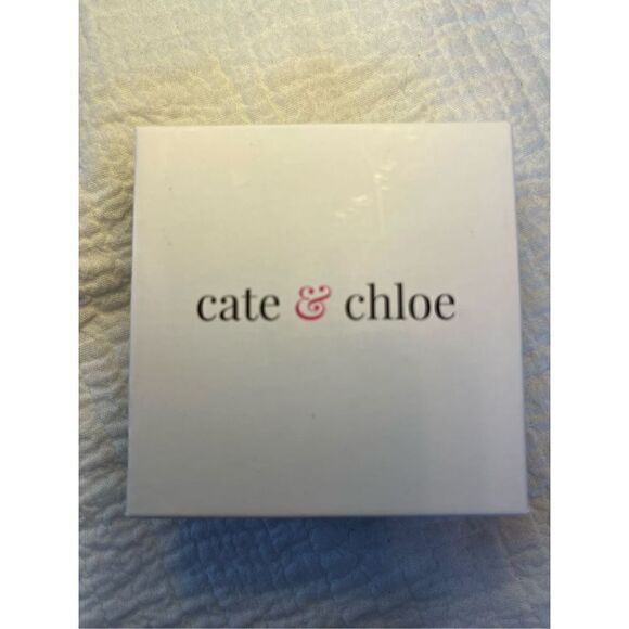 New Cate & Chloe Bianca 18k White Gold Plated Silver Hoop Earrings with Simulate - Picture 7 of 8